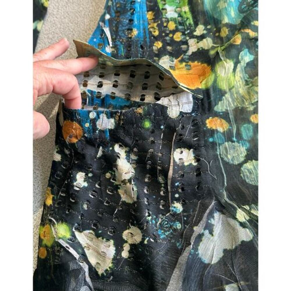 Fleur De‎ Lis Sz M Long Sheer Full Zip Abstract Jacket Top Fairy Artsy Whimsy - Picture 6 of 16